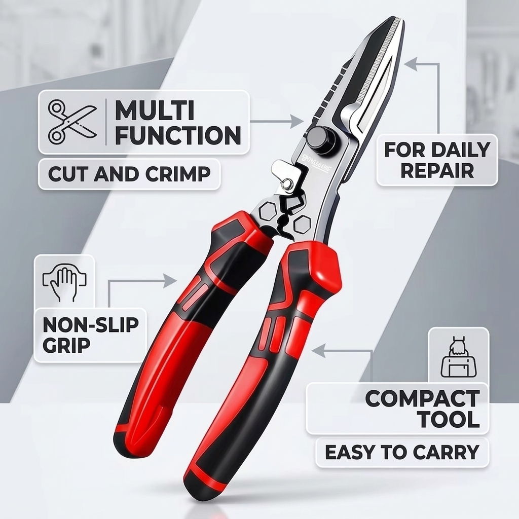 Multi Tool Plier - Forbici Multifunzione per Elettricisti, Tagliacavi, Pinza